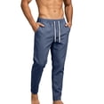 thumbnail image 2 of Eltusu Men's Athletic Pants, Breathable Cotton Elastic Waist Straight Legs Active Pants Navy Size L, 2 of 4