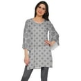thumbnail image 1 of Moomaya Printed Indian Short Kurti Dress Poly Crepe Tunic Round Neck Mini Dress, 1 of 5