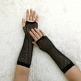 thumbnail image 5 of INSPIRE CHIC 1 Pair Elastic Mesh Fishnet Elbow Fingerless Goth Arm Warmers for Women Black, 5 of 5