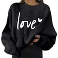 thumbnail image 1 of Gibobby Sudadera oversize mujer Sudadera de cuello redondo para mujer de otoño e invierno suéter colorido de manga larga lindo clásico(Negro,M), 1 of 4