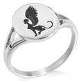 thumbnail image 1 of Stainless Steel Greek Mythology Shpinx Minimalist Oval Top Polished Statement Signet Ring, 1 of 1