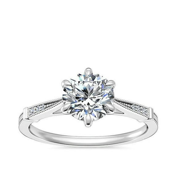 0.55 Ct New Design Solitaire Round Shaped Genuine Diamond Wedding Ring for Women Solid 14K White Gold Size 7