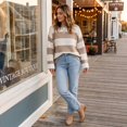 thumbnail image 7 of Womens Long Sleeve Oversized Striped Crew Neck Loose Fit Knitted Sweaters, S, 7 of 7