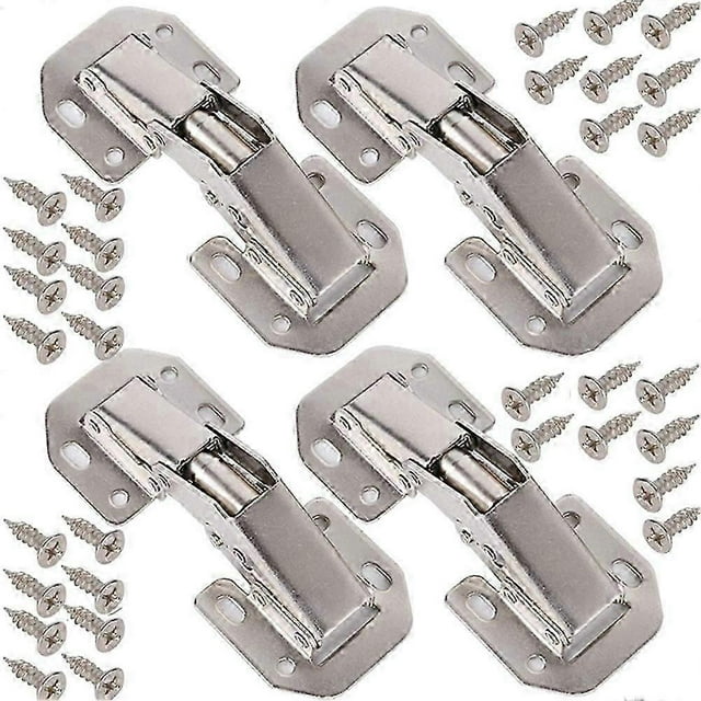 4 Pcs 3 Inch Screw-On Hinge with Spring Opening Angle 90 Cupboard Door Corner Stop and Inner Hinge Door Hinge