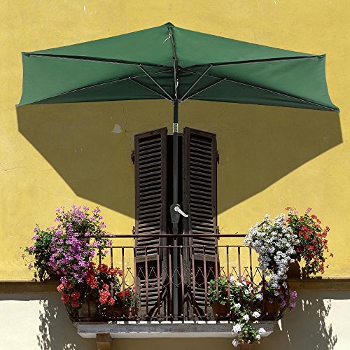 9ft Green Outdoor Patio Half Umbrella Cafe Wall Balcony Door 5 Ribs Tilt Aluminum Sun Shade Walmart Com Walmart Com
