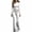 White, variant on Idoravan sets for women clothing two piece casual Women Solid Color High Neck Long Sleeves Low-rises Bells-bottoms Suit