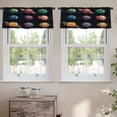 thumbnail image 2 of LALILO Kitchen Curtain Valance Cartoon Fantasy Planets Rod Pocket Window Curtain 52"x 18" Set of 2, 2 of 5
