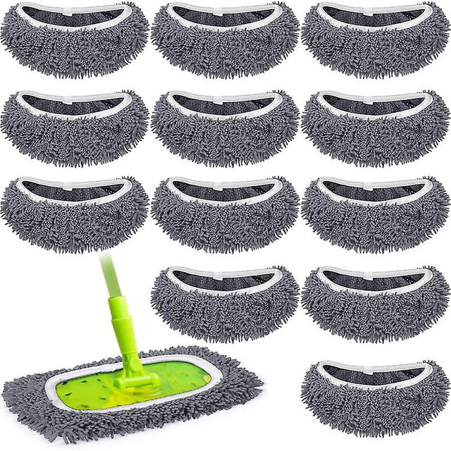 12 PCS Mop Pad Compatible Swiffer Sweeping Mop Reusable Washable Mop Cloth Wet and Dry Mop Pad Dusting Mop Cloth Refill Mop Cover for Hardwood Floor C