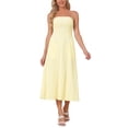 thumbnail image 2 of INSPIRE CHIC Women's Gingham Strapless Maxi Dress 2025 Casual Sleeveless Off Shoulder Smocked Beach Long Sundress M Yellow, 2 of 6