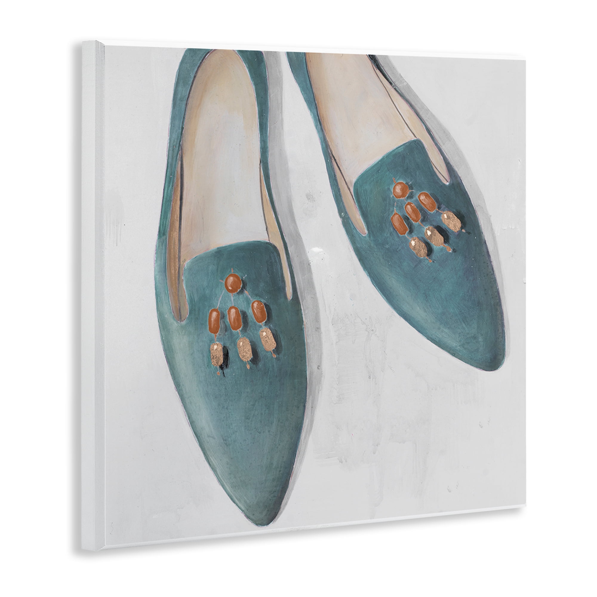Stupell Industries Blue Flats with Beads Fashion Painting Unframed Art Print Wall Art, 12 x 12