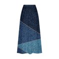 thumbnail image 4 of Mrat Goth Skirt Women's Casual Retro Floral Skirts Linen Elastic Waist Pleated Maxi Skirt with Pockets Plus Size Skirts S-277 Blue 3XL, 4 of 5