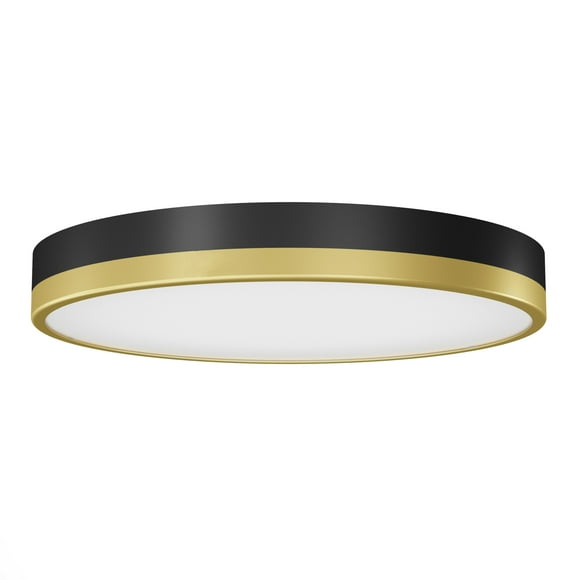 Artika Kent Modern LED Flush Mount Ceiling Light Fixture, Black and Gold