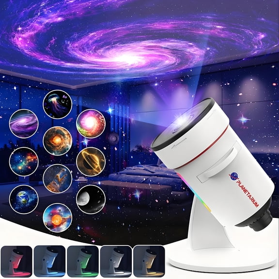 Star Projector, Upgraded 4K HD Star Projector Lens, 10 Slides Planetarium Bedroom Ceiling Light, 360° Rotation, 1/2/4H Auto Shutoff Timer & 8 Color LED Night Light for Adults & Kids