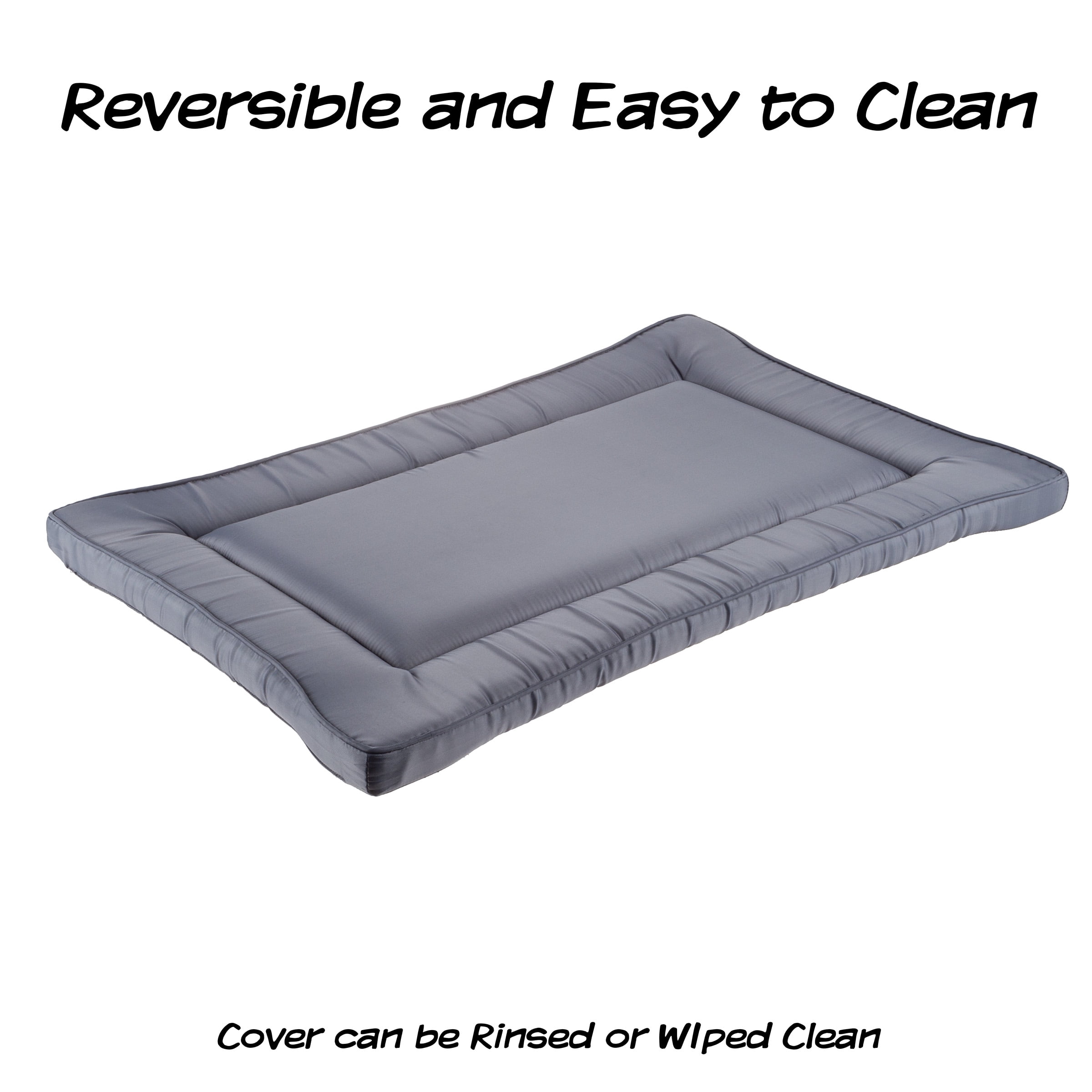 Waterproof Dog Bed - 28x18 Pet Bed with Raised Edge - Easy-To-Clean Multi-Purpose Crate Mat for Home and Car Travel by PETMAKER (Gray)