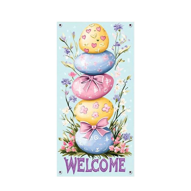 CaiYueKe Easter Door Cover Decoration Outdoor Party Decor Spring Holiday Door Curtain Bunny Rabbit Egg Festive Atmosphere Photography Backdrop Vertical Horizontal Hanging Decorations