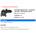 thumbnail image 2 of Front Right Window Motor - Compatible with 2003 - 2008 Hyundai Tiburon - Dorman, 2 of 2