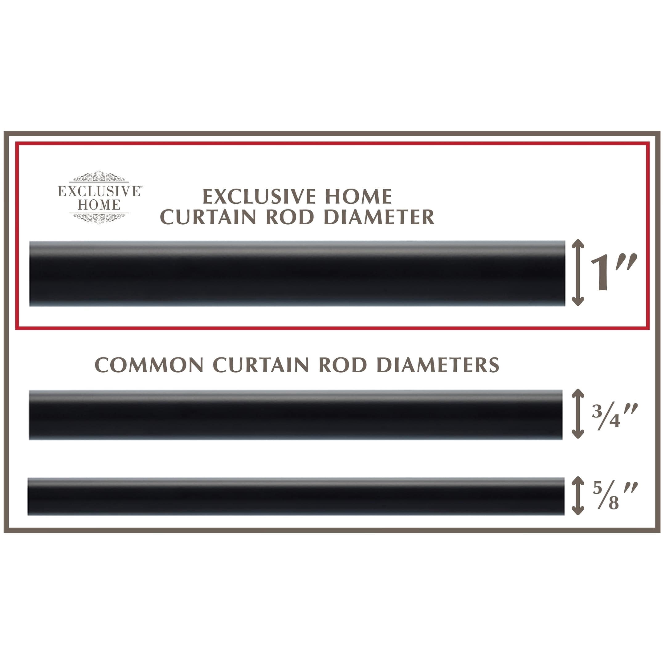 Exclusive Home Acorn 1" Curtain Rod and Coordinating Finial Set, Matte Silver, Adjustable 36"-72"