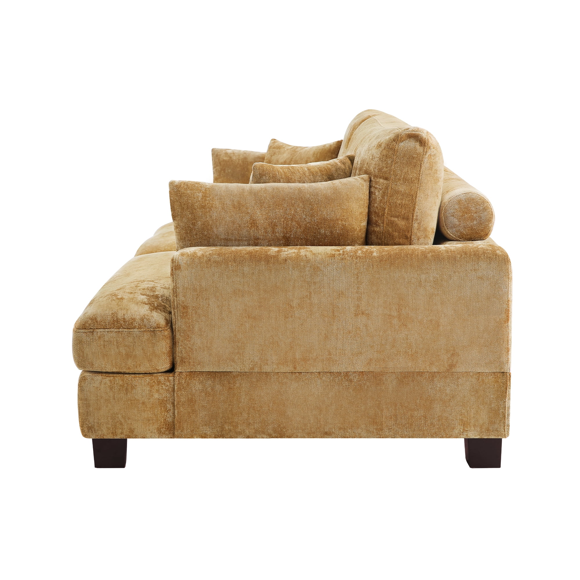 Dycanpo 3 Seater Corduroy Sectional Sofa with Pillow, 88" Upholstered Yellow Couch, Loveseat Sofa for Living Room, Yellow