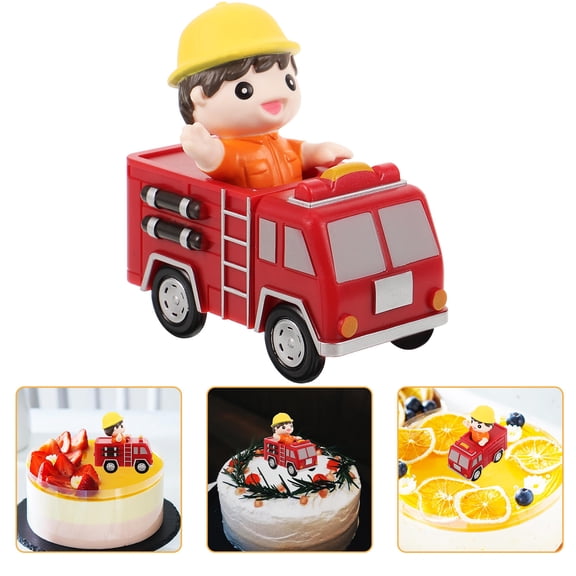 FOMIYES Firetruck Cake Decorations Cake Ornament Red Plastic Decoration 1 Set