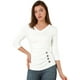 thumbnail image 1 of Top Allegra K acanalado con botones cuello en V 3/4 Blanco S, 1 of 6