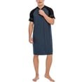 thumbnail image 4 of 2 Pack Men's Nightshirt Short Sleeve Nightgown Night Sleep Shirt Comfy Nightwear Big&Tall V Neck Short Sleeve Soft Loose Pajama Sleep Shirt Navy Blue, 4 of 8