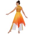 thumbnail image 2 of Hansber Kids Girls Gradient Sequins Praise Dance Dress Flowy Wide Leg Pants Gown Liturgical Worship Dancewear Gold 8, 2 of 7