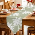 thumbnail image 2 of Sage Green Palm Trees Table Runner Linen Burlap Table Runner 90 Inches Long Farmhouse Tropical Summer Beach Dresser Scarves for Kitchen Island Coffee Dining Room Party Wedding Holiday Decor 13"x90", 2 of 8