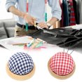 thumbnail image 2 of HEVIRGO Mini Ball Shaped DIY Tailor Needle Pin Holder Wooden Base Cushion Sewing Tool, 2 of 6