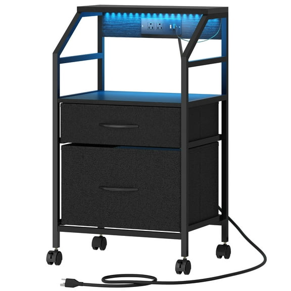 XgoodX 2 Drawer Mobile File Cabinet Under Desk Storage Drawers with Charging Station