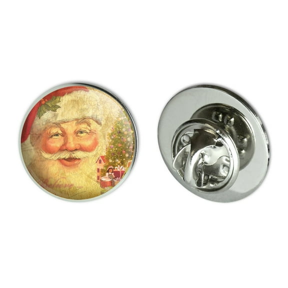 Christmas Holiday Retro Antique Santa Believe Metal 0.75" Lapel Hat Pin Tie Tack Pinback