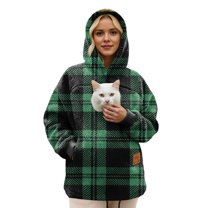 Fuzzy Fleece Cat Pouch Hoodie For Women Men Pet Carrier Hoodie Zipper Pet Care Hoodies Oversize Hooded Sweatshirt With Zip Kangaroo