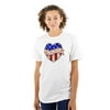 God Bless America Cute USA Flag Heart Women's Graphic T Shirt Tees Brisco Brands S
