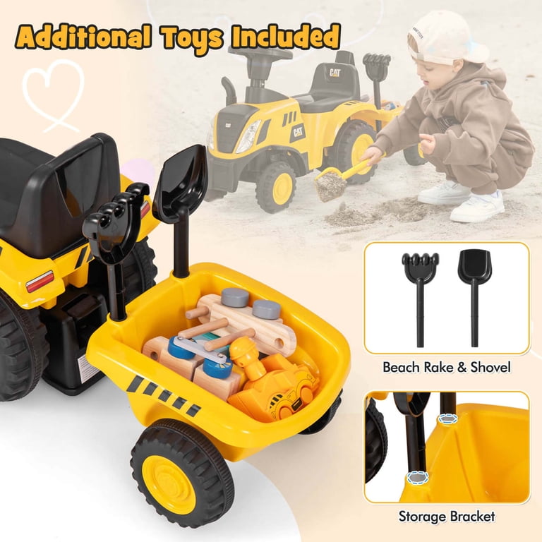 Costway Caterpillar Tractor Ride-On with Shovel & Trailer photo 7