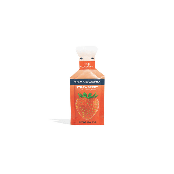 Transcend Strawberry Carb Energy Gel Packs, 15 Count (15g Each, 1.1 oz), Gluten-Free, Made in USA