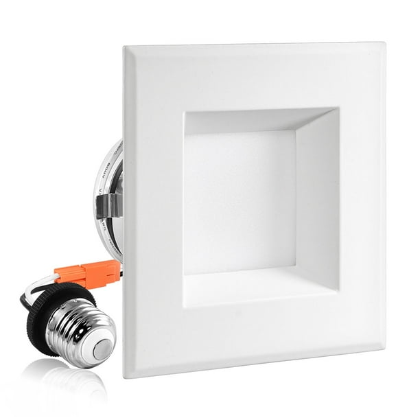 Luxrite 4 Inch Square LED Recessed Lights Dimmable, 10W=60W, 3000K Soft