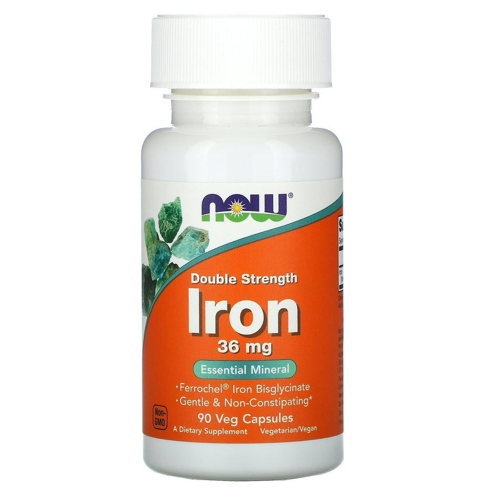 Now Foods Iron, Double Strength, 36 mg, 90 Veg Capsules