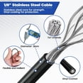 thumbnail image 6 of Tootaci 1/8 Black Vinyl Coated Stainless Steel Cable, 100ft Wire Rope with Sleeve and Thimble, for String Light, Shade Sail, Clothesline, Curtain, 6 of 7