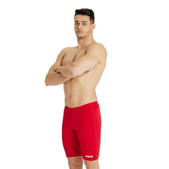Arena Men's Team Colors Solid Swim Jammer MaxLife Athletic Swimwear Professional Training Swimsuit Sports Bathing Suit, Red/White, US Size 20