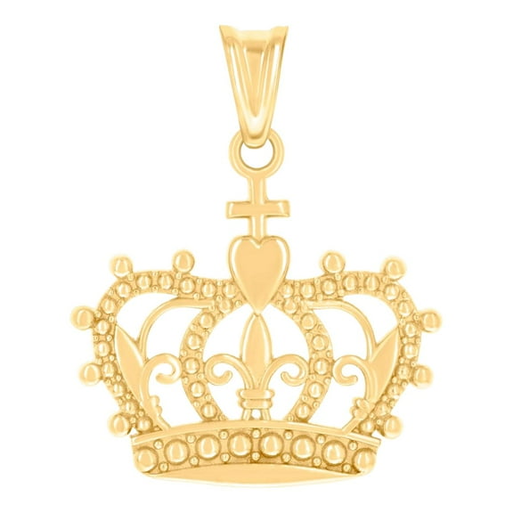 14k Yellow Gold Womens Crown Fashion Charm Pendant Necklace 26x20.9mm Wide Pendant for Women