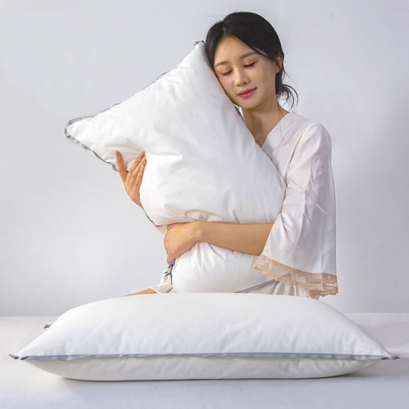 100% Cotton Lace Edge Pillow, Ultra Soft Breathable Sleeping Pillow for Adults & Kids, Gentle Neck Support, Creating Comfortable Sleepping Experience