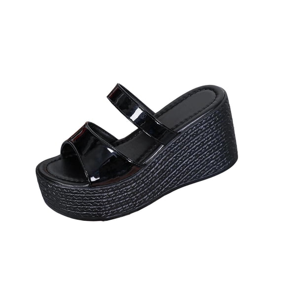 Narveanno Womens Slip-on Platform Wedge Sandals Open Toe High Heel Two Strap Wedge Mules Slides Prom Summer Dress Shoes