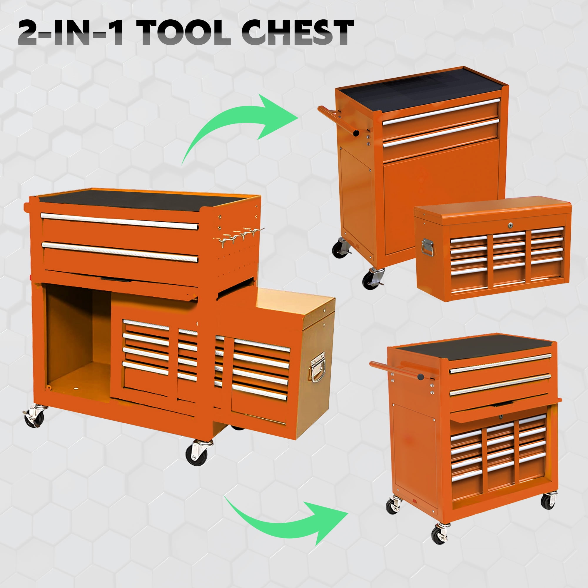 Tool Chest with Drawers, 2IN1 Rolling Tool Chest & Large