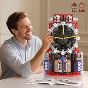 Cyberpunk Clock Building Blocks Set 10187, 1601 PCS App Controlled Engine Clock Model with Battery & Motor, Functional Desk Clock