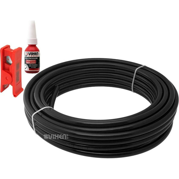 Vixen Air 1/2" OD Heavy Duty Nylon Hose 50FT with Thread Sealant and