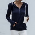 thumbnail image 3 of Sudadera con cordón de bolsillo de color sólido con cremallera con capucha informal de moda para mujer Pompotops gfhjh6821, 3 of 3