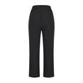 thumbnail image 5 of JINMGG Womens Clearance Plus Size Pants Women Solid Cotton Linen Ankle-Length Pants Pokets Casual Elastic Trousers Long Pants Trousers Black M, 5 of 8