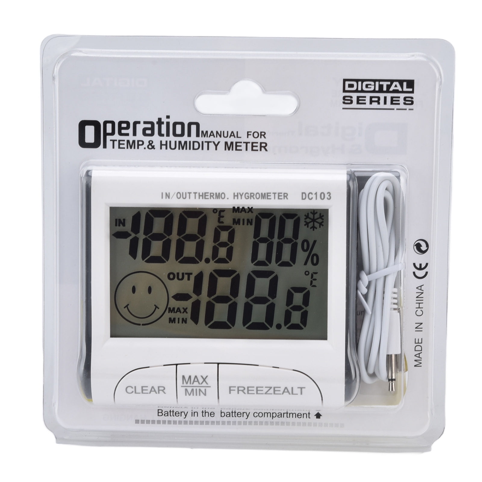 Indoor Thermometer, Dual Screen Display Plastic Material 8x7x1.6cm Humidity Meter Digital Storage Function  For Recording For Measurement