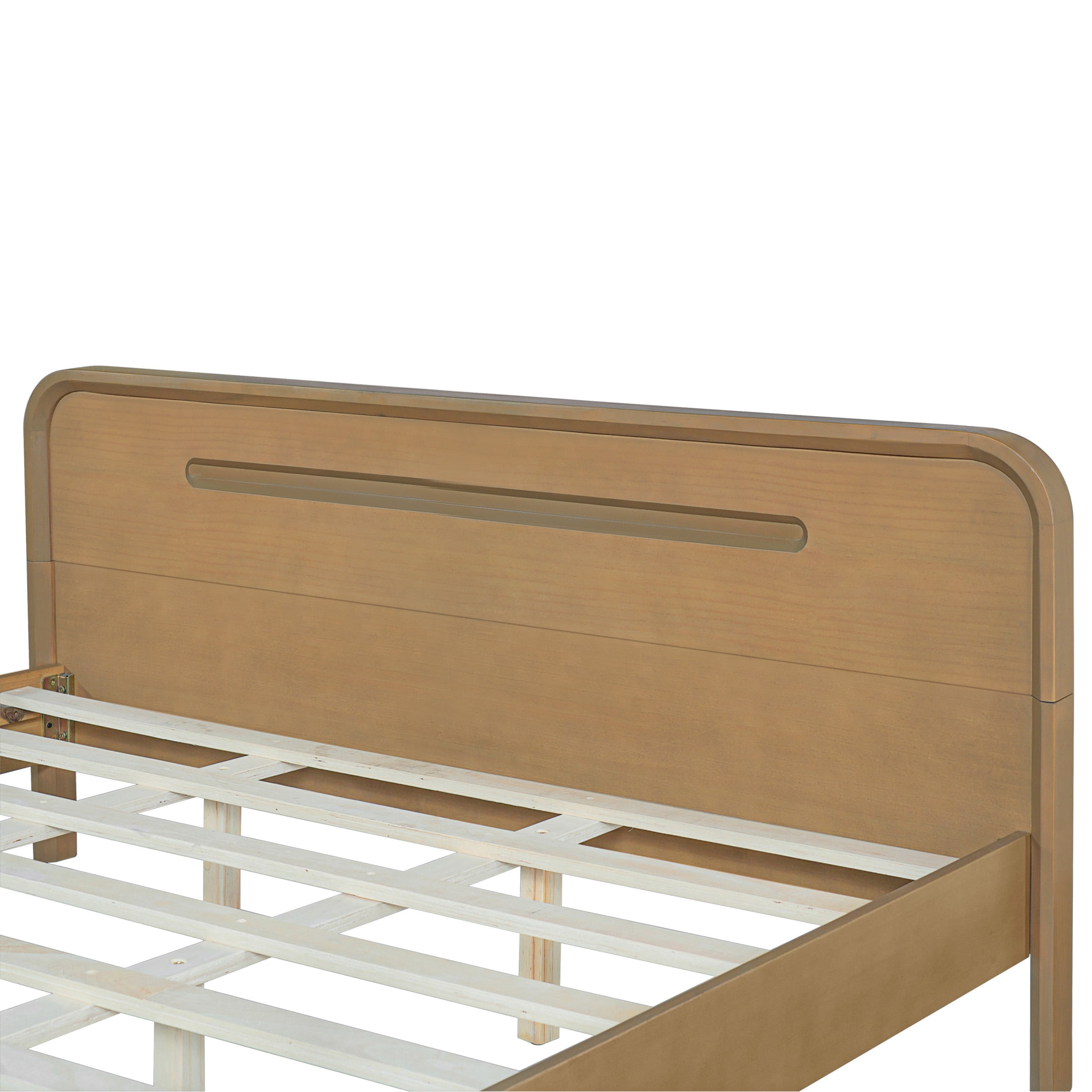 Christopher Knight Home Queen Size Bed Frame with Headboard, Solid Wood Platform Bed, Earthy Khaki