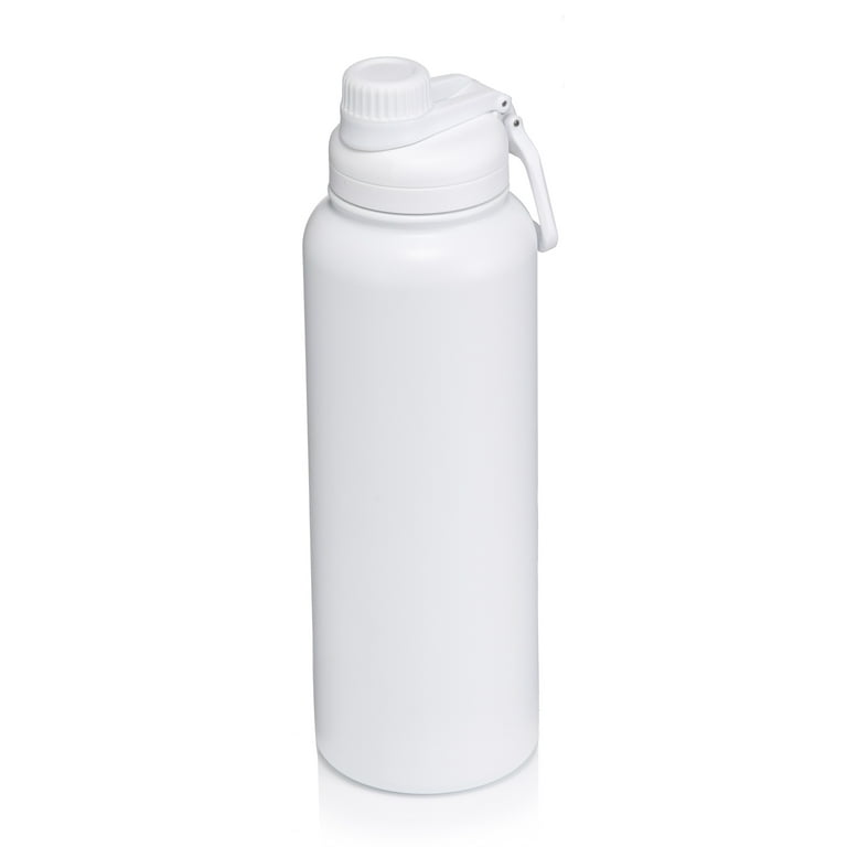 Mainstays 40 fl oz Arctic White Solid Print Insulated Stainless Steel Water  Bottle with Narrow Mouth Chug Lid 