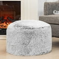 thumbnail image 3 of Ottoman Stuffed with PP Cotton Pouf Filler, Velvet Floor Pouf,Round Ottoman Foot Stool Cushion Storage Ottoman, 20 * 12 Inches Foot Rest for Living Room, Home Decor (Snow Gray), 3 of 17